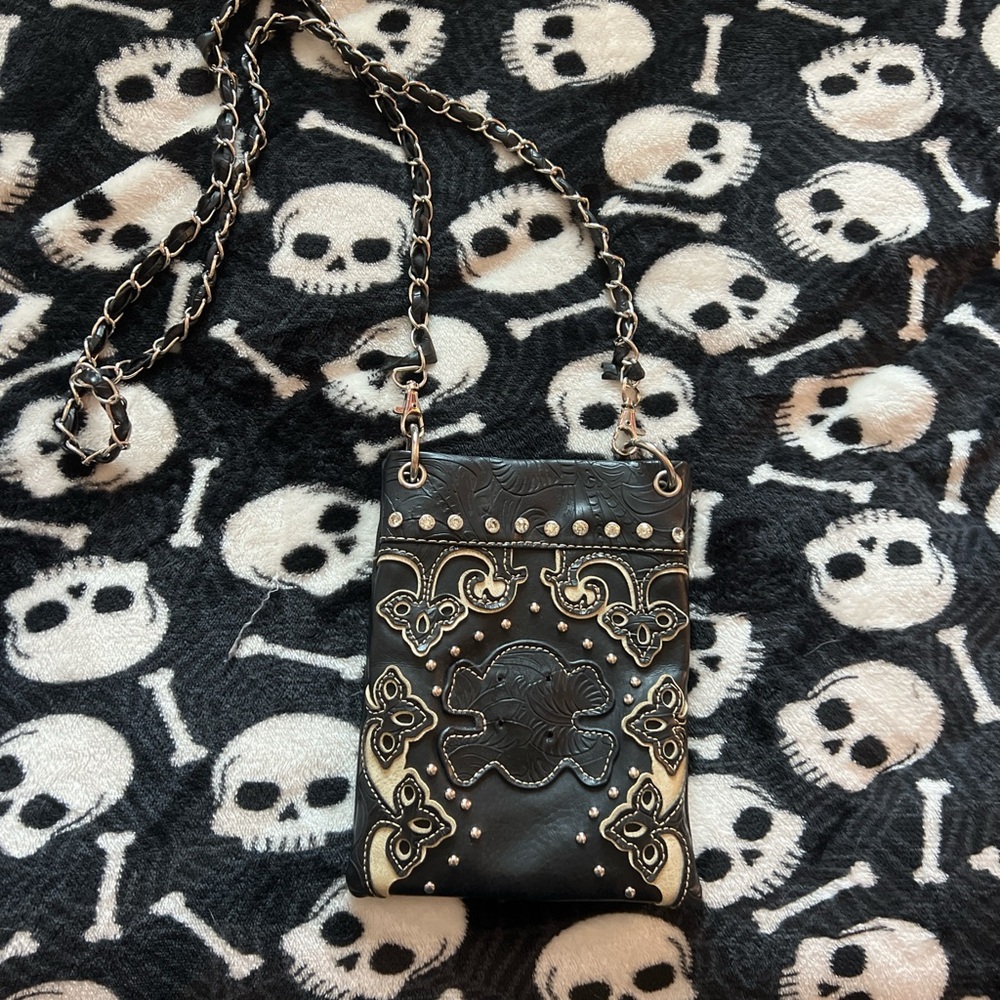 y2k studded skull imprint bag